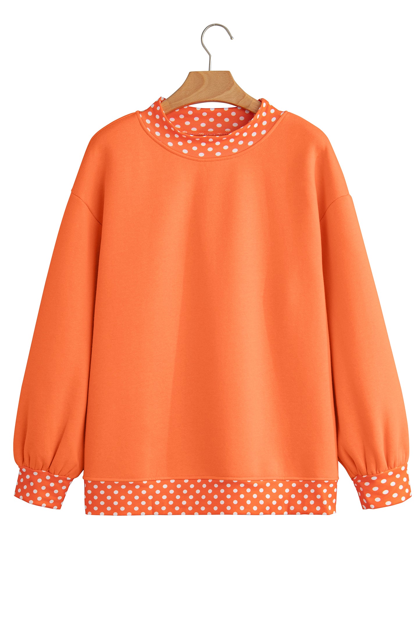 Red Polka Dot Trim Oversized Colorblock Sweatshirt