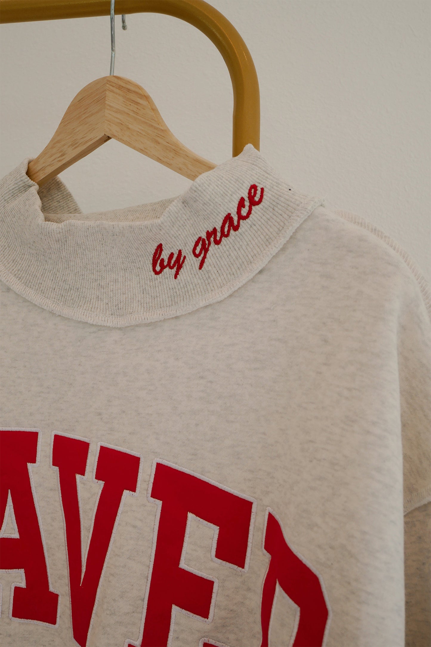 Saved By Grace Embroidered Mock Neck Sweatshirt