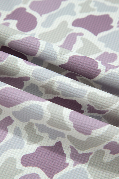 Pastel Camo Print Drawstring Wide Leg Pants