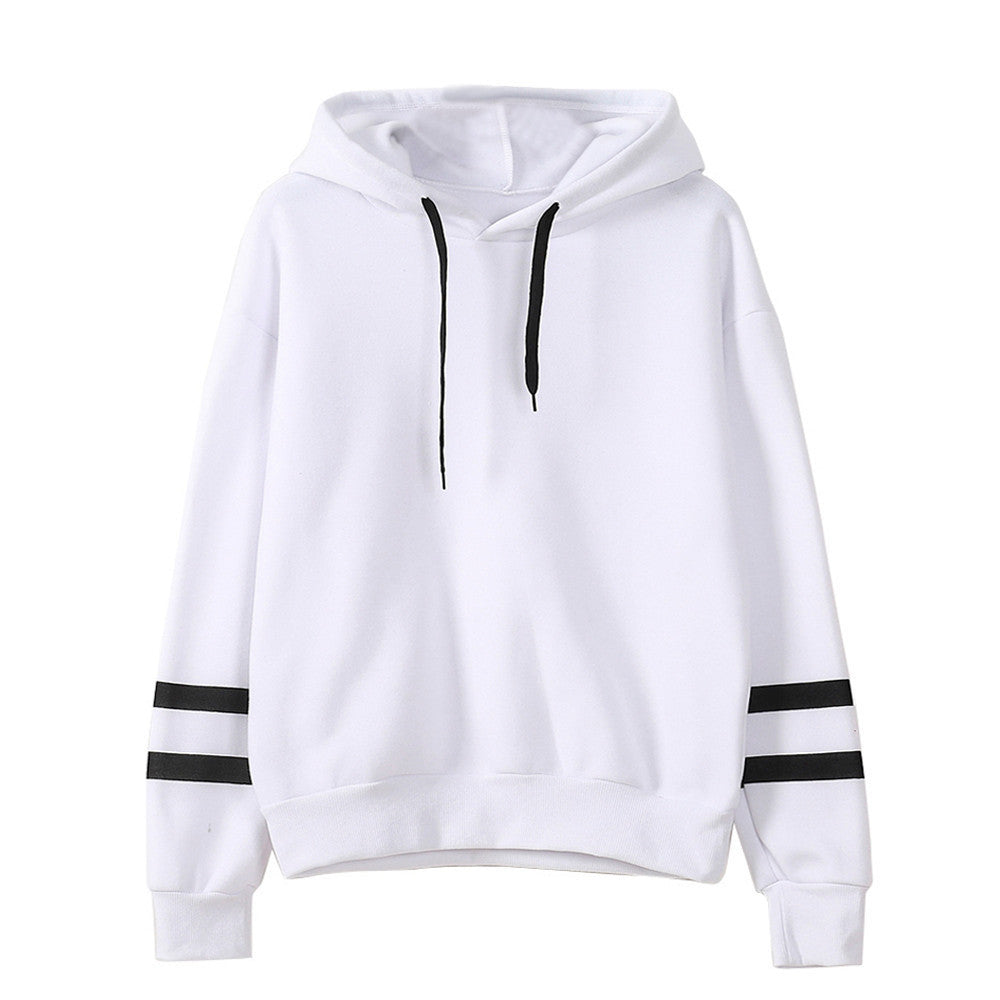Women's Oversized Striped Sleeve Hoodie Pullover