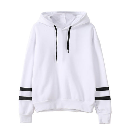 Women's Oversized Striped Sleeve Hoodie Pullover