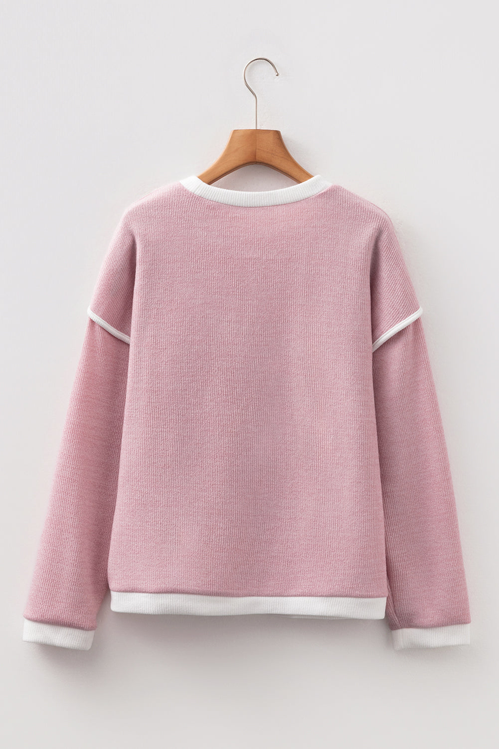 Women's Knit Top with Contrast Trim and Drop Shoulder