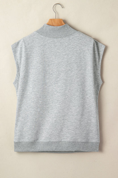 High Neck Cap Sleeve Loose Casual Top