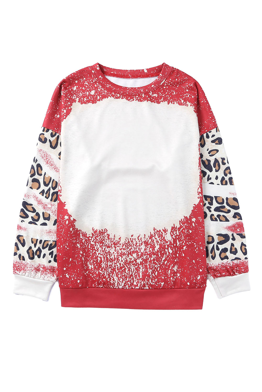 Black Tie Dye Leopard Drop Shoulder Crewneck Sweatshirt