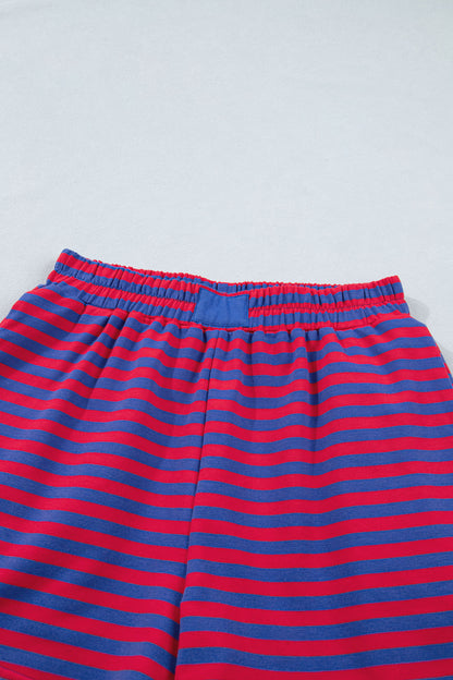 Green Striped Cotton Shorts Set Lounge Outfit