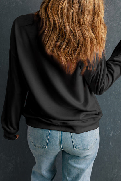 Black MERRY Christmas Playful Letter Print Drop Shoulder Sweatshirt