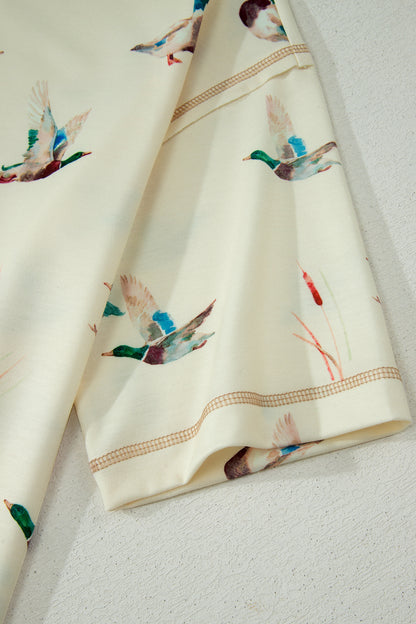 Mallard Duck Print Lounge Set Women Oversized Tee Shorts