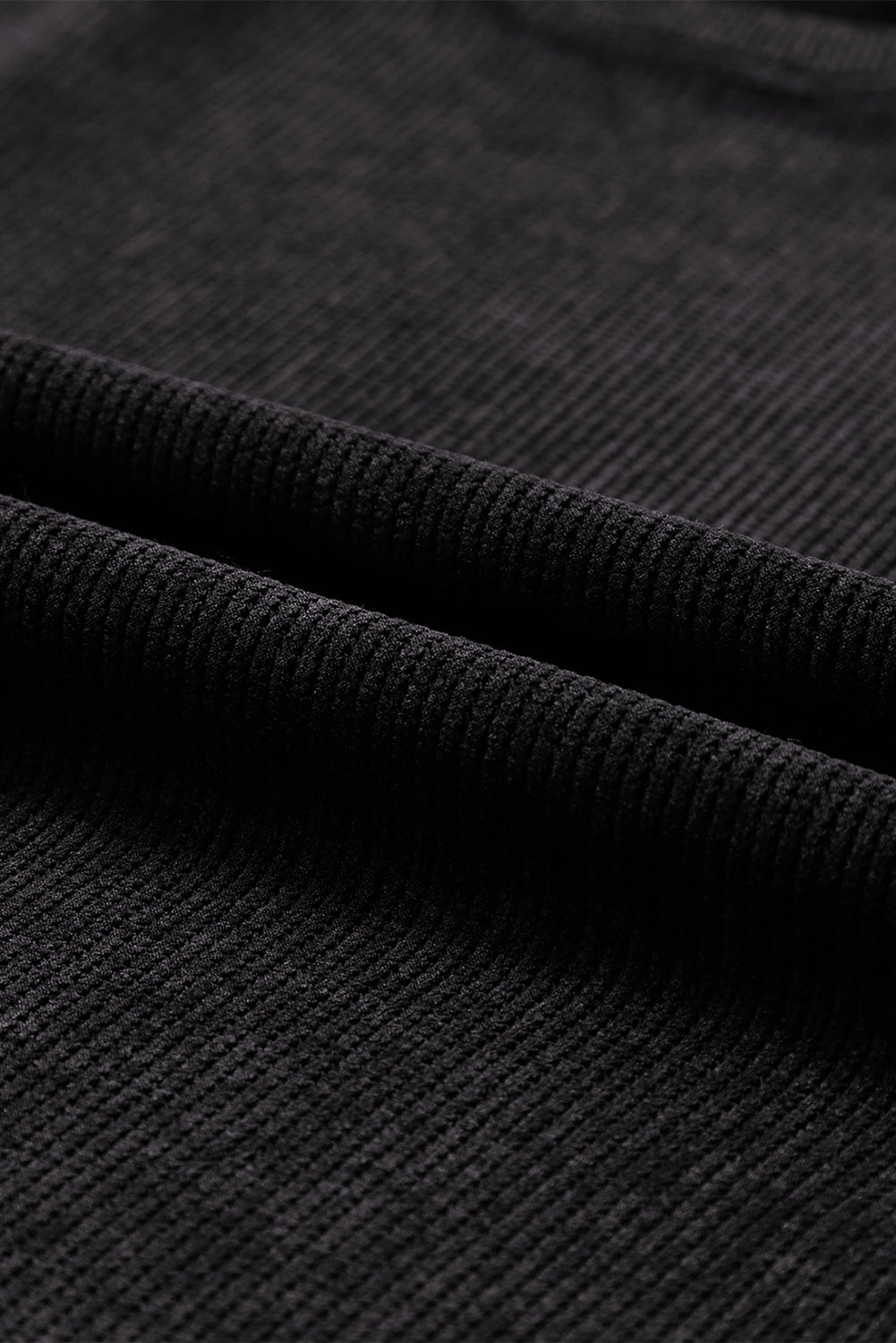 Black Ribbed Knit Crew Neck Oversized Sweatshirt