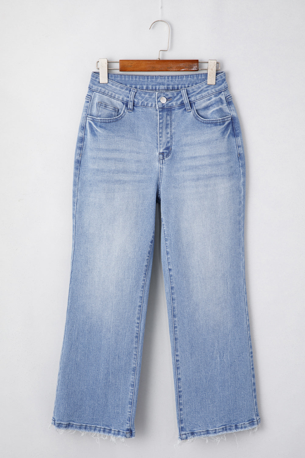 High Waist Flared Jeans with Raw Hem