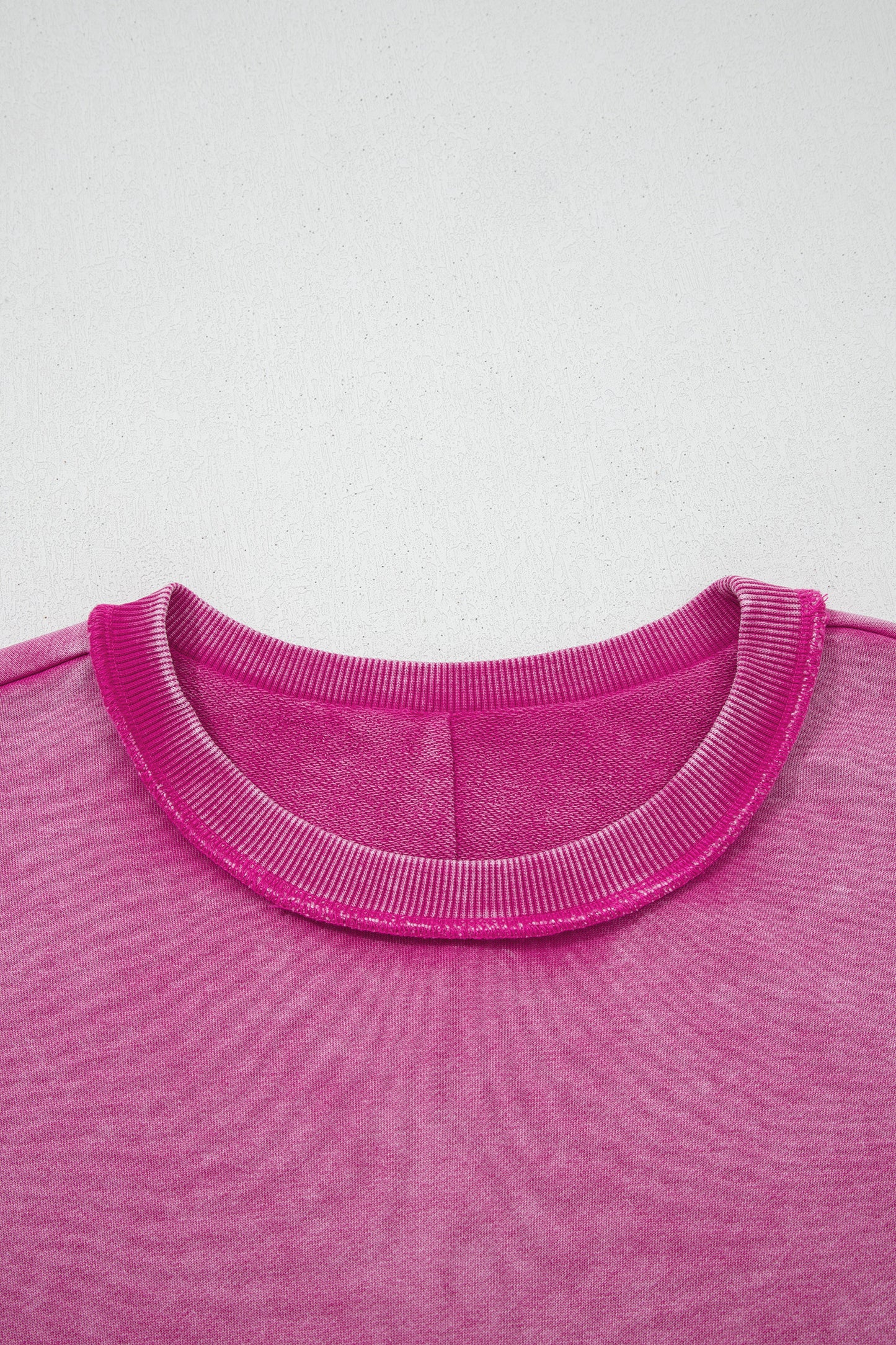 Mineral Wash Exposed Seam Sweatshirt Side Slit Casual Pullover
