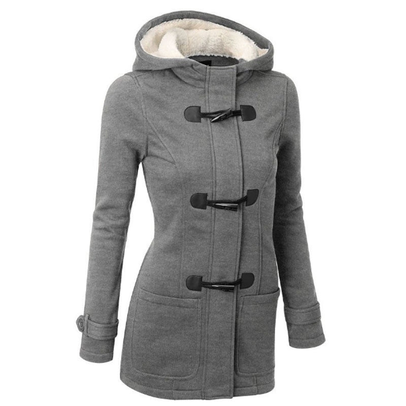 Women's Plus Size Hooded Toggle Coat Fleece Lined Jacket