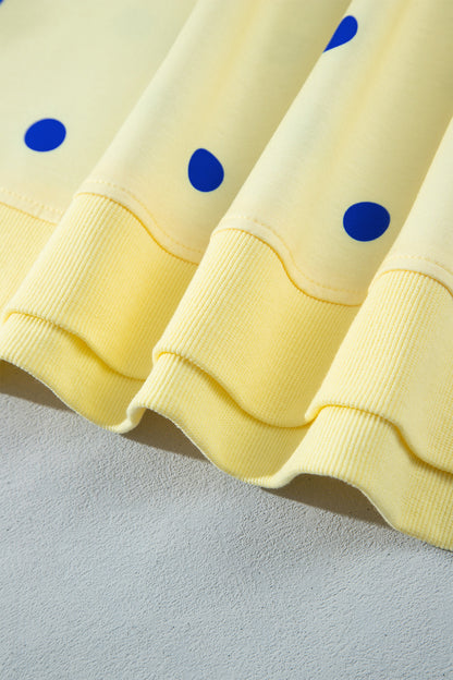 Polka Dot Oversized Long Sleeve Tee Split Hem