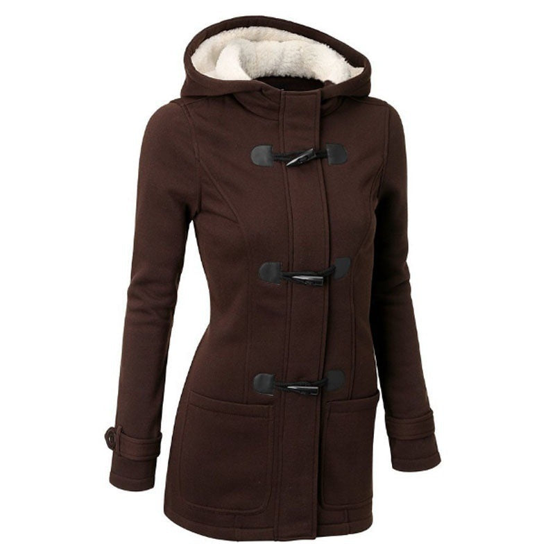 Women's Plus Size Hooded Toggle Coat Fleece Lined Jacket