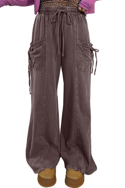 Women's Mineral Wash Cargo Pants with Drawstring Waist