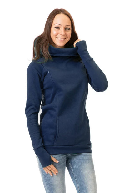 Maternity Nursing Hoodie Fleece Lined Cowl Neck Thumbhole