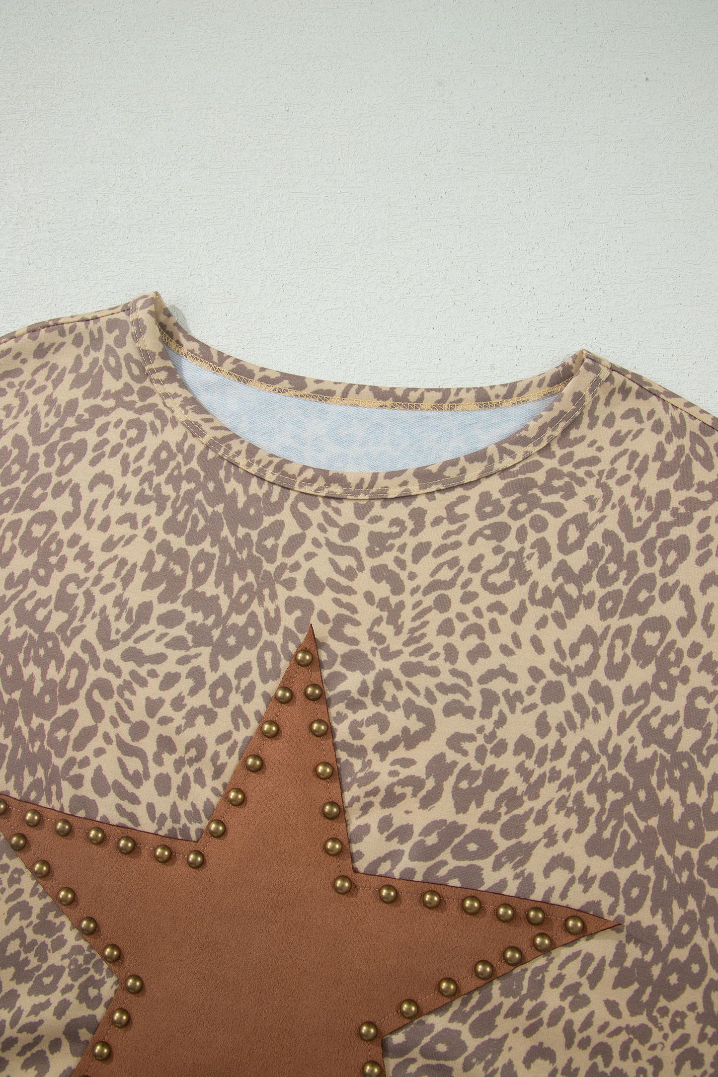 Leopard Star Patch Studded Oversized Western Graphic Tee