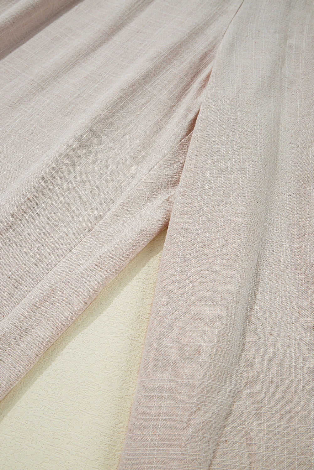 Beige Smocked Waist Wide Leg Flow Pants Plus Size
