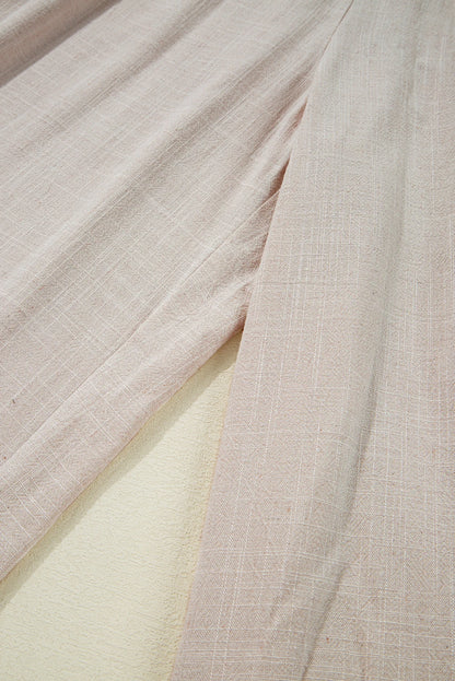 Beige Smocked Waist Wide Leg Flow Pants Plus Size