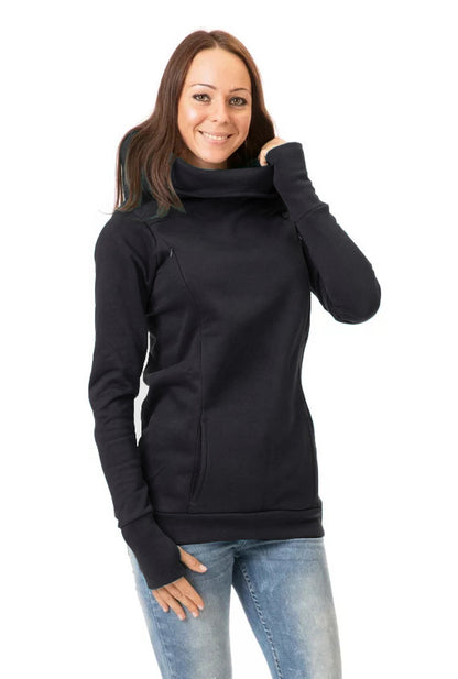 Maternity Nursing Hoodie Fleece Lined Cowl Neck Thumbhole