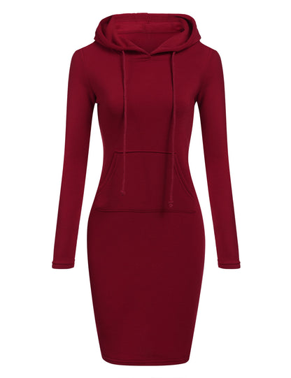 Women's Bodycon Hoodie Dress Long Sleeve Pocket
