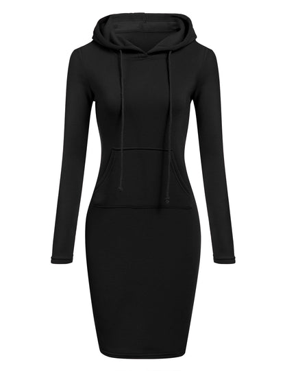Women's Bodycon Hoodie Dress Long Sleeve Pocket