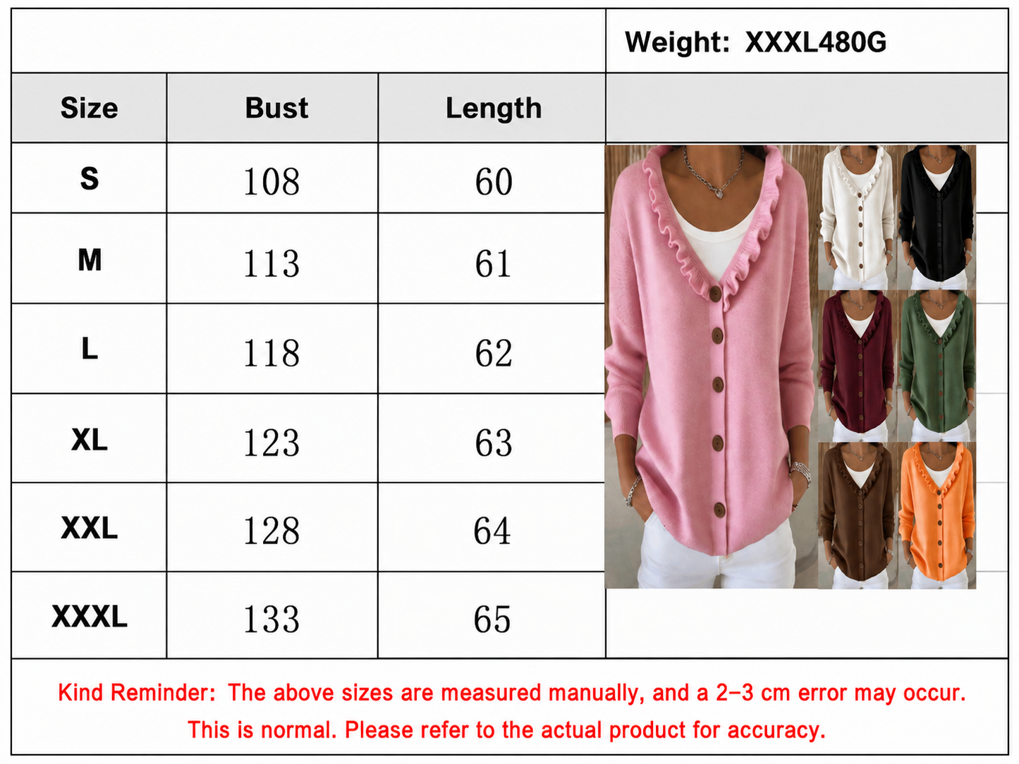 Ruffle Trim V Neck Knit Cardigan Sweater