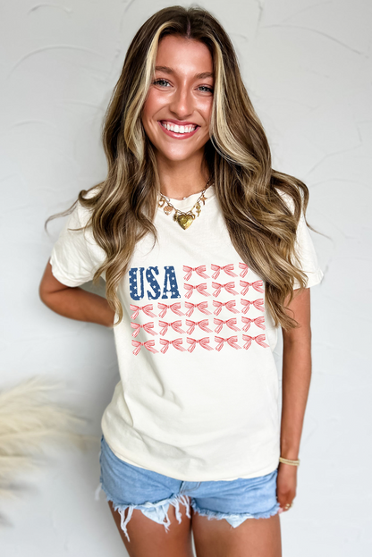 USA Bow Flag Graphic Tee Flag Day Independence