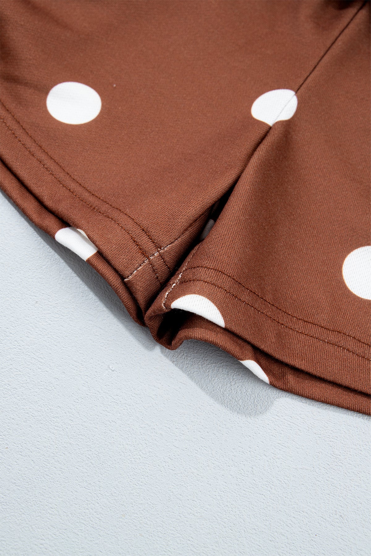 Brown Polka Dot Sweatshirt Skort Two Piece Set