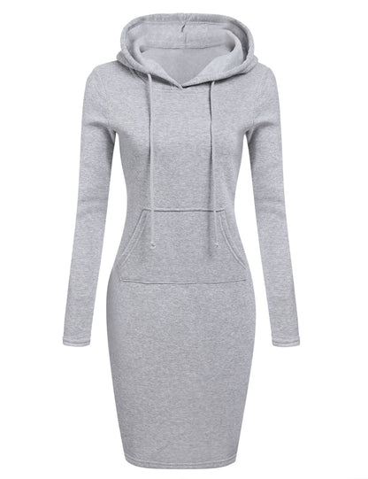 Women's Bodycon Hoodie Dress Long Sleeve Pocket
