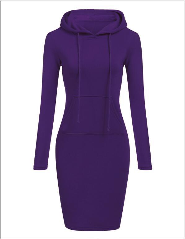 Women's Bodycon Hoodie Dress Long Sleeve Pocket