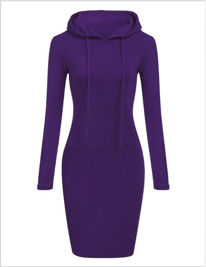 Women's Bodycon Hoodie Dress Long Sleeve Pocket