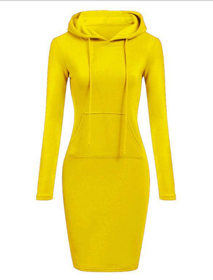 Women's Bodycon Hoodie Dress Long Sleeve Pocket