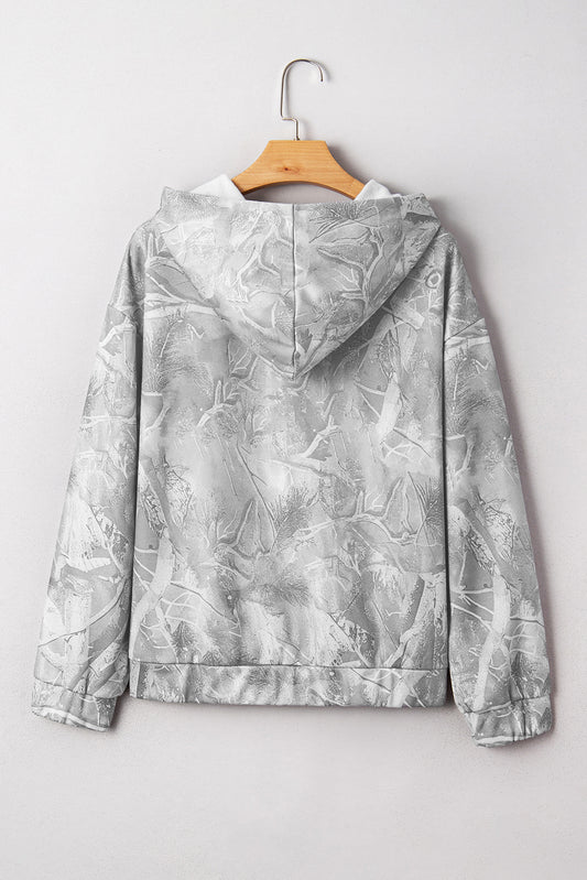 Gray Plus Size Camo Oversized Hoodie Sweatshirt