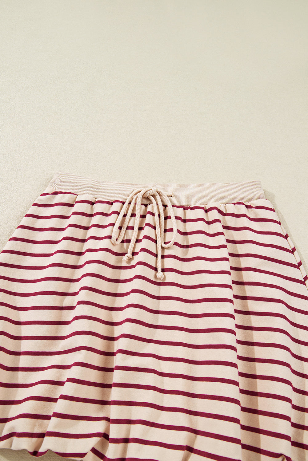 Red Stripe Collared Cropped Top & Bubble Skirt Set