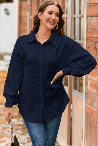 Women’s Cable Knit Texture Button Down Loose Shacket