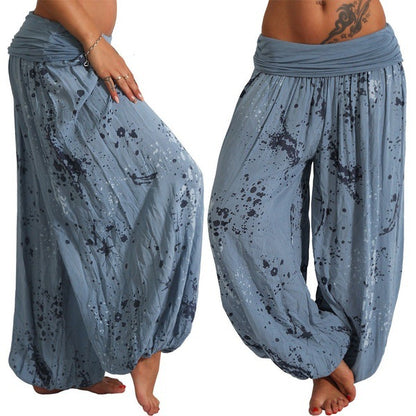 Women's Comfy Boho Harem Pants Splatter Print Yoga Lounge