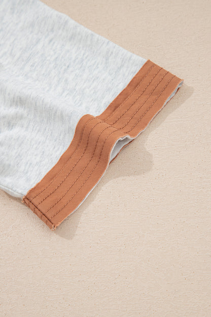 Short Sleeve Contrast Trim Button Henley Tee