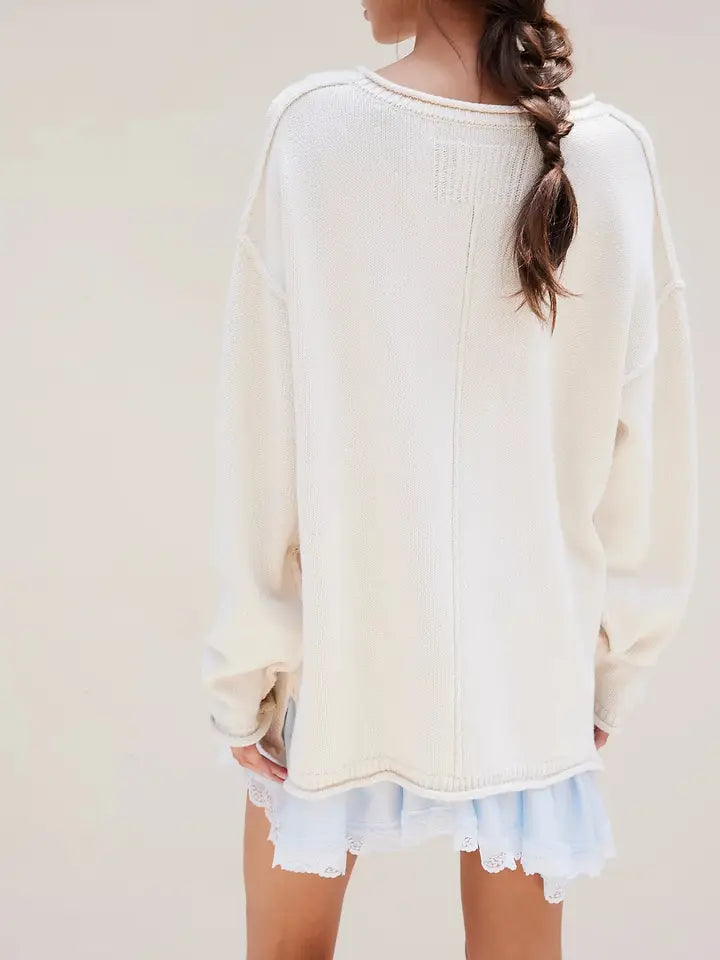 Oversized Soft Knit Roll Neck Pullover Sweater for Women