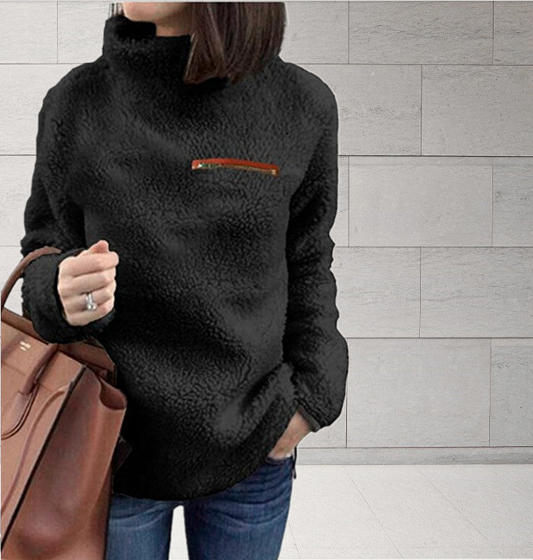 Half Zip Mock Neck Knit Sweater Top Long Sleeve Slim Fit