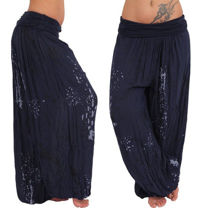 Women's Comfy Boho Harem Pants Splatter Print Yoga Lounge