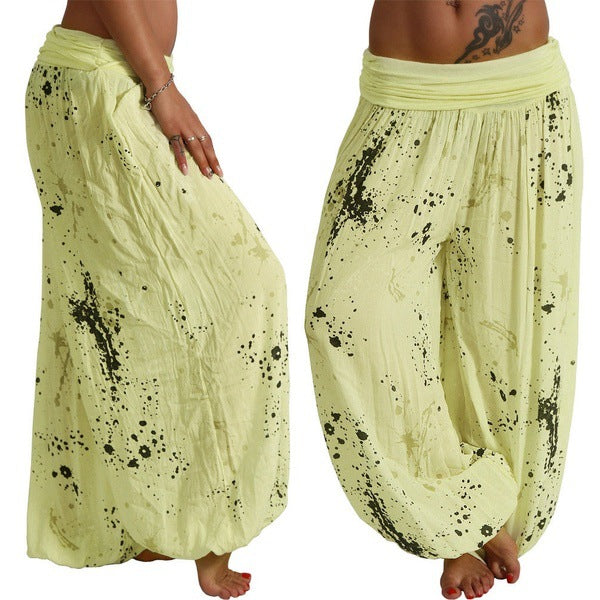 Women's Comfy Boho Harem Pants Splatter Print Yoga Lounge