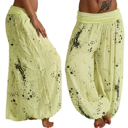 Women's Comfy Boho Harem Pants Splatter Print Yoga Lounge