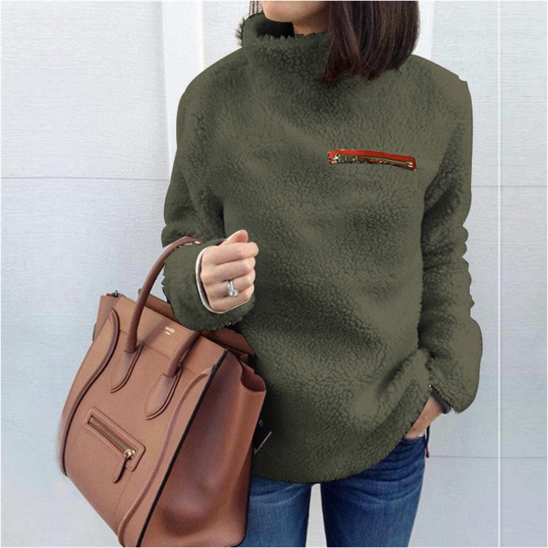 Half Zip Mock Neck Knit Sweater Top Long Sleeve Slim Fit