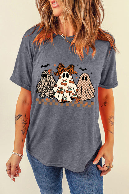 Halloween Ghost Trio Graphic Crew Neck Tee
