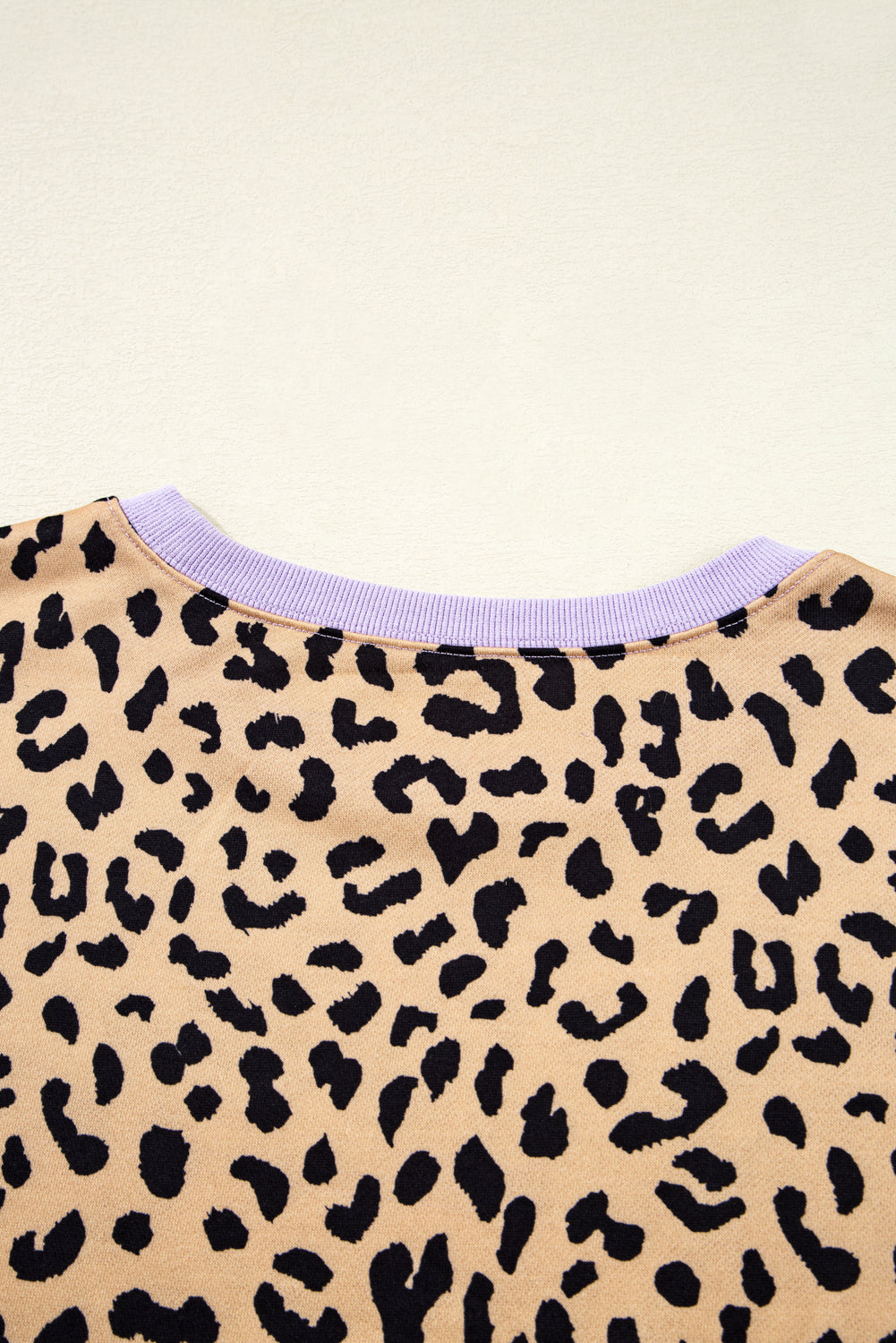 Khaki Stripe Colorblock Leopard Oversized Sweatshirt