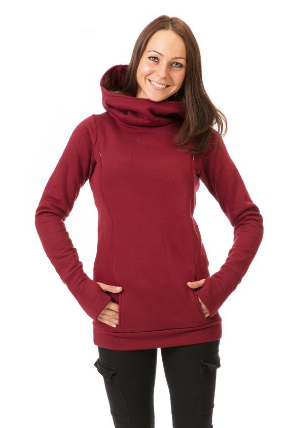 Maternity Nursing Hoodie Fleece Lined Cowl Neck Thumbhole