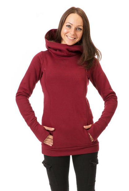 Maternity Nursing Hoodie Fleece Lined Cowl Neck Thumbhole