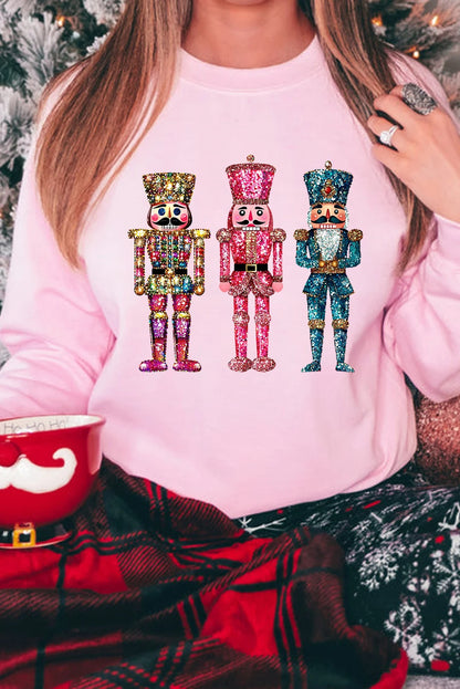 Pink Shimmer Graphic Christmas Pullover Sweatshirt