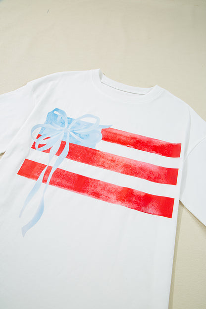 Blue Flag Bow Graphic Tee Flag Day Independence
