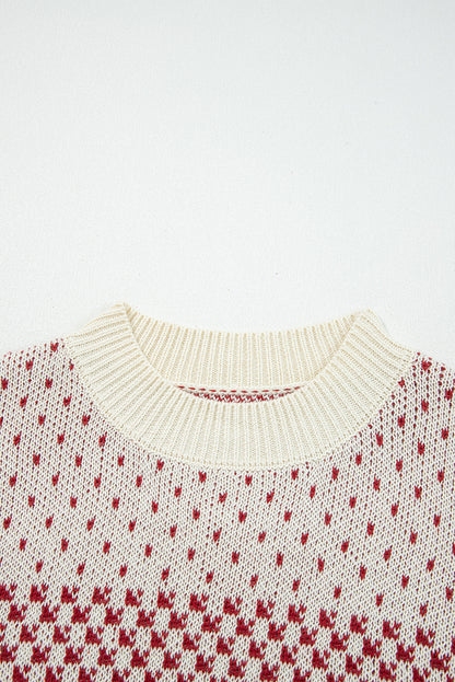 Black Contrast Color Pattern Lantern Sleeve Sweater